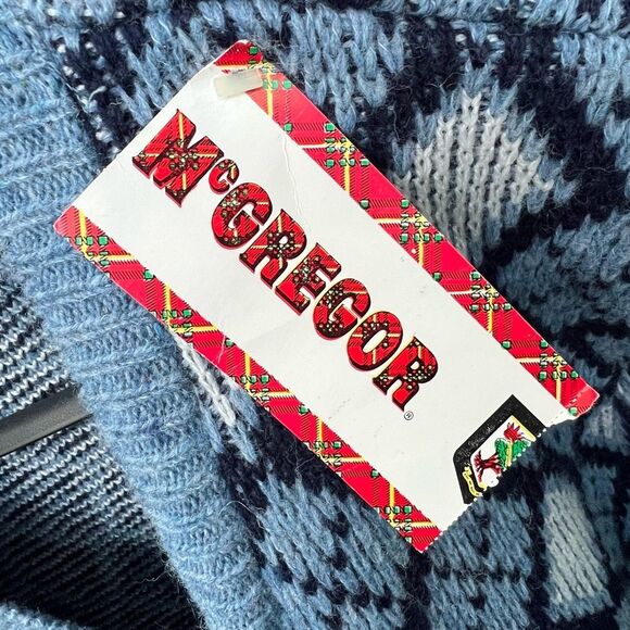 Vintage McGregor Shelton Gyle X-VEE Pullover V Neck Blue Wool Sweater Size L NWT - Picture 4 of 12